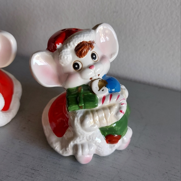 Christmas pepper shaker and salt shakerceramic mouse - Picture 2 of 9